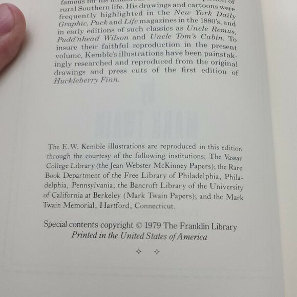 The Adventures of Huckleberry Finn by Mark Twain - Franklin Library Leather 1979 - Picture 9 of 10